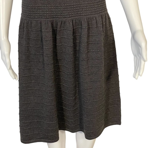 Vince Camuto Dark Grey Ribbed Pointelle 3/4 Sleeve Stretch Sweater Dress Sz L - Picture 4 of 10